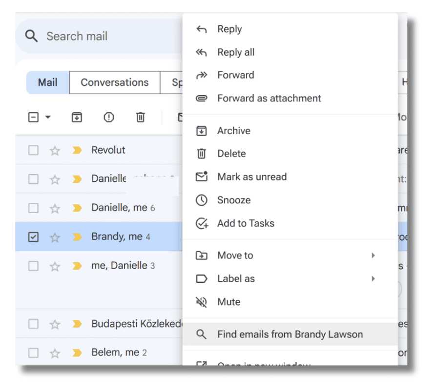 find all emails from a sender in Gmail