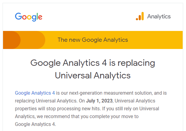 Google Analytics 4 is replacing Universal Analytics